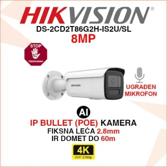 HIKVISION 4K AI IP KAMERA S AKTIVNOM OBRANOM DS-2CD2T86G2H-IS2U/SL