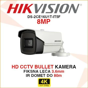 HIKVISION 4K BULLET KAMERA S DOMETOM U MRAKU 80m DS-2CE16U1T-IT5F