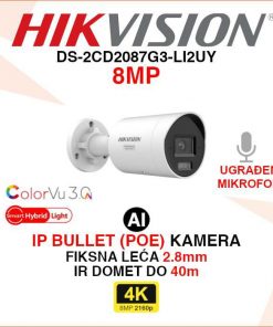 HIKVISION 4K COLORVU 3.0 SMART HYBRID LIGHT KAMERA DS-2CD2087G3-LI2UY