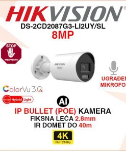 HIKVISION 4K COLORVU SMART HYBRID LIGHT KAMERA DS-2CD2087G3-LI2UY/SL