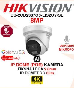 HIKVISION 4K COLORVU SMART HYBRID LIGHT KAMERA DS-2CD2387G3-LIS2UY/SL