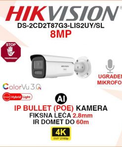 HIKVISION 4K COLORVU SMART HYBRID LIGHT KAMERA DS-2CD2T87G3-LIS2UY/SL