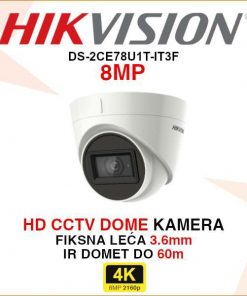 HIKVISION CCTV 4K DOME KAMERA ZA VIDEO NADZOR DS-2CE78U1T-IT3F