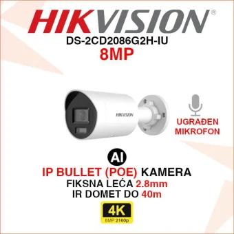 HIKVISION 4K IP POE ACUSENSE BULLET KAMERA DS-2CD2086G2H-IU