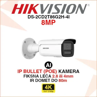 HIKVISION 4K IP POE ACUSENSE BULLET KAMERA DS-2CD2T86G2H-4I