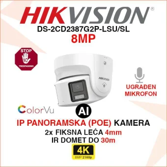HIKVISION 4K KAMERA SA 2 LEĆE I AKTIVNOM OBRANOM DS-2CD2387G2P-LSU/SL