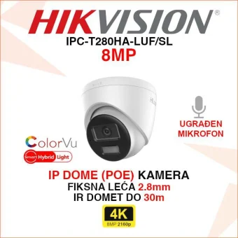 HIKVISION 4K SMART HYBRID LIGHT IP KAMERA IPC-T280HA-LUF/SL