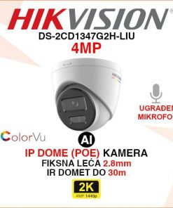HIKVISION 4MP COLORVU AI IP KAMERA S MIKROFONOM DS-2CD1347G2H-LIU