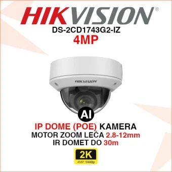 HIKVISION 4MP IP MOTOR ZOOM KAMERA SA AI FUNKCIJAMA DS-2CD1743G2-IZ