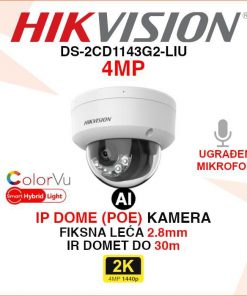 HIKVISION 4MP SMART HYBRID LIGHT AI IP POE KAMERA DS-2CD1143G2-LIU