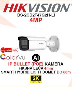 HIKVISION 4MP SMART HYBRID LIGHT IP COLORVU KAMERA DS-2CD2T47G2H-LI