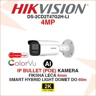 HIKVISION 4MP SMART HYBRID LIGHT IP COLORVU KAMERA DS-2CD2T47G2H-LI