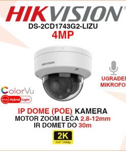 HIKVISION 4MP SMART HYBRID LIGHT IP POE DOME KAMERA DS-2CD1743G2-LIZU