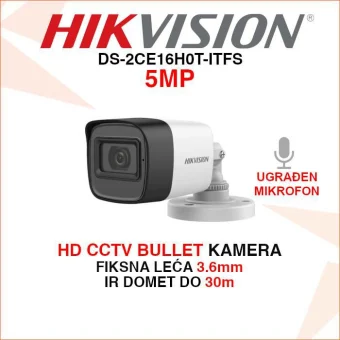 HIKVISION 5MP BULLET KAMERA S MIKROFONOM DS-2CE16H0T-ITFS