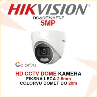HIKVISION CCTV 5MP COLORVU DOME KAMERA DS-2CE72HFT-F