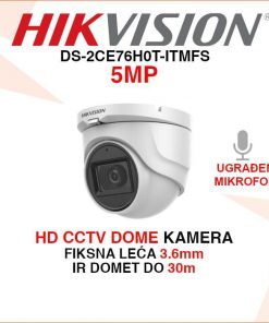 HIKVISION 5MP DOME ANALOGNA KAMERA S MIKROFONOM DS-2CE76H0T-ITMFS