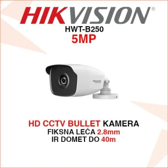 HIKVISION 5MP EXIR 2.0 BULLET KAMERA S FIKSNOM LEĆOM HWT-B250