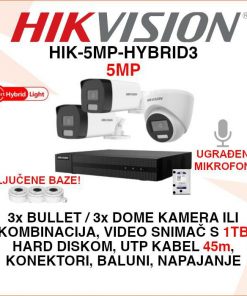 HIKVISION 5MP SMART HYBRID SET SA 3 KAMERE I OPREMOM HIK-5MP-HYBRID3