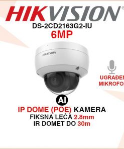 HIKVISION 6MP ACUSENSE ANTIVANDAL IP POE KAMERA DS-2CD2163G2-IU
