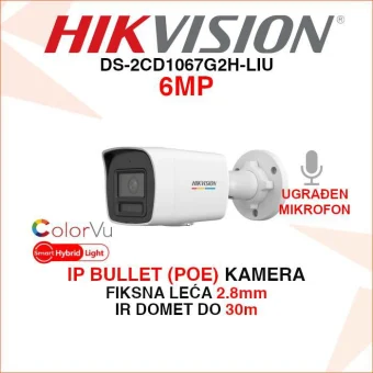 HIKVISION 6MP IP POE SMART HYBRID LIGHT KAMERA DS-2CD1067G2H-LIU