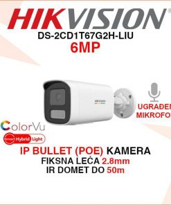 HIKVISION 6MP SMART HYBRID LIGHT IP POE AI KAMERA DS-2CD1T67G2H-LIU