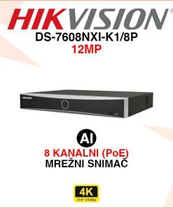 HIKVISION 8 KANALNI 12MP ACUSENSE MREŽNI POE SNIMAČ DS-7608NXI-K1/8P