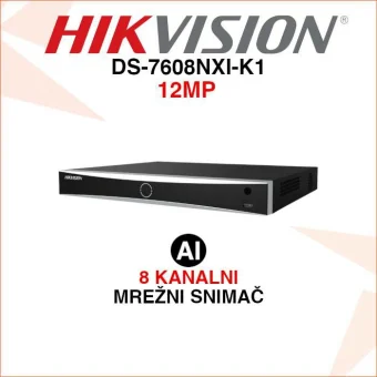 HIKVISION 8 KANALNI 12MP ACUSENSE MREŽNI SNIMAČ DS-7608NXI-K1