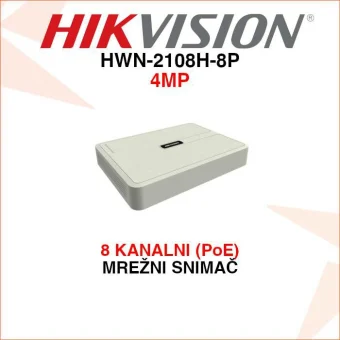 HIKVISION 8 KANALNI 4MP MREŽNI POE VIDEO SNIMAČ HWN-2108H-8P