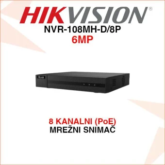 HIKVISION 8 KANALNI 6MP POE MREŽNI VIDEO SNIMAČ NVR-108MH-D/8P