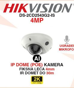 HIKVISION ACUSENSE IP DOME POE NADZORNA KAMERA 4MP DS-2CD2543G2-IS