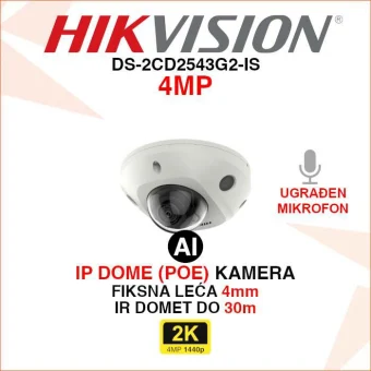 HIKVISION ACUSENSE IP DOME POE NADZORNA KAMERA 4MP DS-2CD2543G2-IS