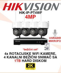 HIKVISION BEŽIČNI WIFI SET SA 4 ROTACIJSKE KAMERE 4MP HIK-IP-PT4/WF