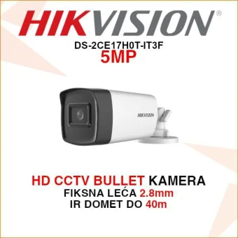 HIKVISION BULLET KAMERA 5MP REZOLUCIJE S 2.8mm LEĆOM DS-2CE17H0T-IT3F