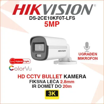 HIKVISION CCTV 3K COLORVU SMART HYBRID LIGHT KAMERA DS-2CE10KF0T-LFS
