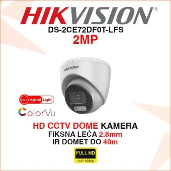 HIKVISION COLORVU SMART HYBRID LIGHT 2MP KAMERA DS-2CE72DF0T-LFS