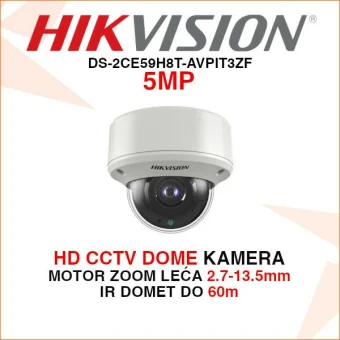 HIKVISION 5MP DOME KAMERA S MOTOR ZOOM LEĆOM DS-2CE59H8T-AVPIT3ZF