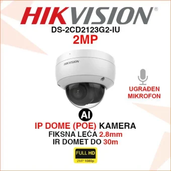 HIKVISION FULL HD ACUSENSE IP POE DOME KAMERA DS-2CD2123G2-IU