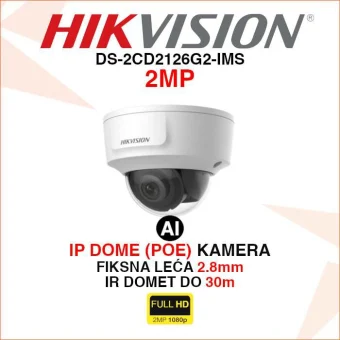 HIKVISION FULL HD IP POE DOME ANTIVANDAL KAMERA DS-2CD2126G2-IMS