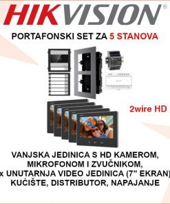 HIKVISION HD VIDEO PORTAFON KOMPLET ZA 5 STANOVA HIK-2WIRE-PORTAFON5