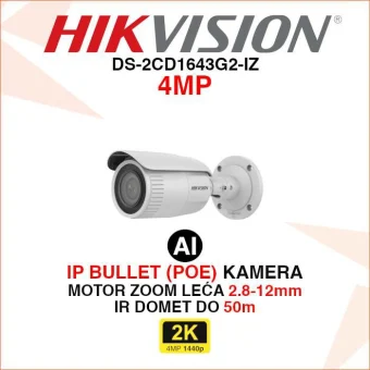 HIKVISION IP KAMERA S MOTOR ZOOM LEĆOM I AI FUNKCIJAMA DS-2CD1643G2-IZ