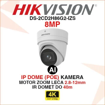 HIKVISION IP POE 4K ACUSENSE MOTOR ZOOM KAMERA DS-2CD2H86G2-IZS