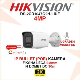HIKVISION SMART HYBRID LIGHT COLORVU IP POE KAMERA DS-2CD1047G2H-LIUF