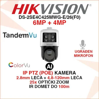 HIKVISION TANDEMVU PANORAMSKA PTZ AI KAMERA DS-2SE4C425MWG-E/26(F0)