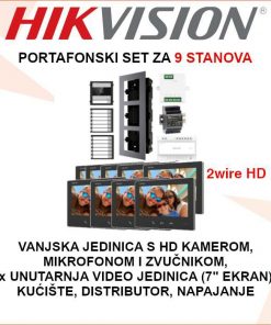 HIKVISION VIDEO PORTAFON KOMPLET ZA 9 STANOVA HIK-2WIRE-PORTAFON9