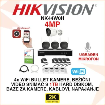 HIKVISION WiFi SET SA 4 KAMERE PLUG&PLAY UZ SVU OPREMU NK44W0H
