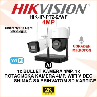 HIKVISION WIFI SMART HYBRID LIGHT SET 4MP SA 2 KAMERE HIK-IP-PT2-2/WF
