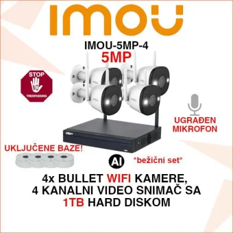 IMOU BEŽIČNI WIFI SET SA 4 KAMERE 5MP, BAZAMA I OPREMOM IMOU-5MP-4