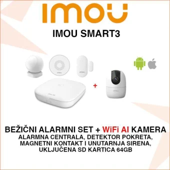 IMOU SMART3 BEŽIČNI ALARM I ROTACIJSKA KAMERA UZ SD KARTICU 64GB