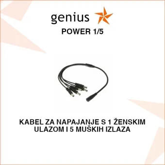 KABEL ZA NAPAJANJE SA ŽENSKIM ULAZOM I 5 MUŠKIH IZLAZA POWER 1NA5