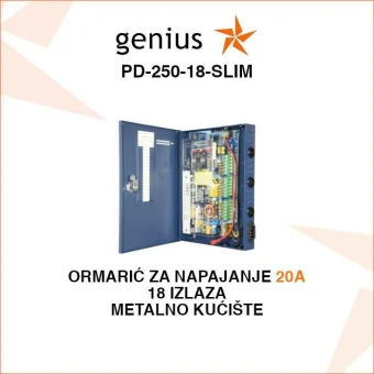METALNI ORMARIĆ ZA NAPAJANJE 20A SA 18 IZLAZA PD-250-18-SLIM